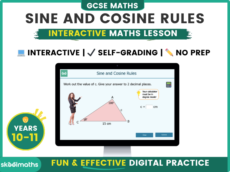 Sine and Cosine Rules GCSE Exam Revisions and Digital Maths Lesson