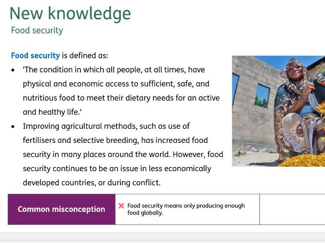 Lesson Biology GCSE AQA (8461) 4.7.5.1 Factors affecting food security
