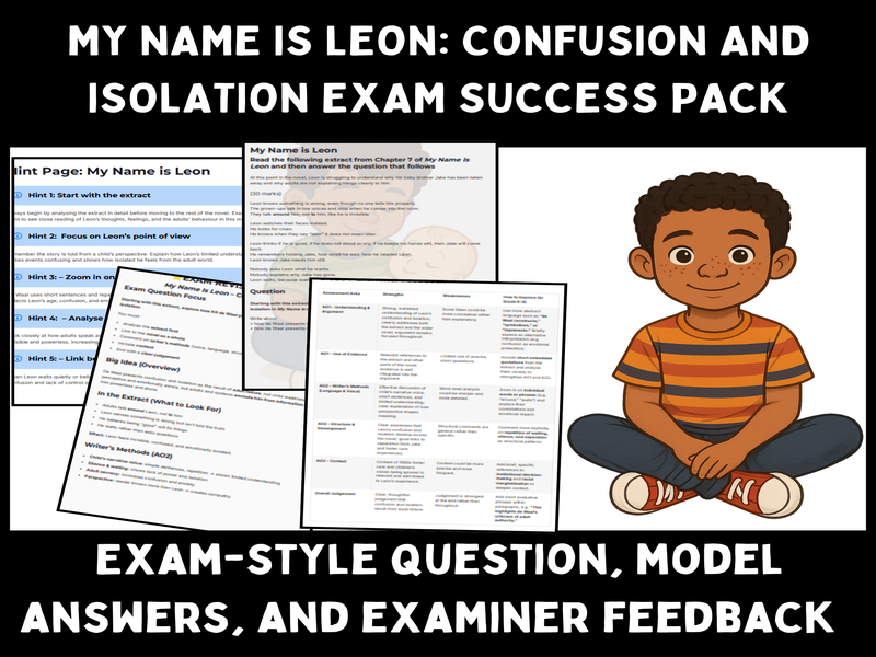 My Name Is Leon GCSE English – Exam Question, Model Answers, Feedback & Revision Pack