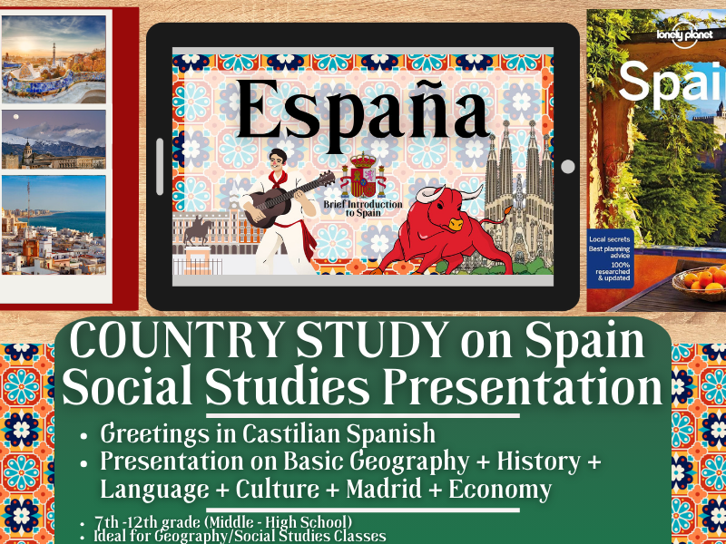 Spain Country Study - Geography + Social Studies Presentation - South Europe