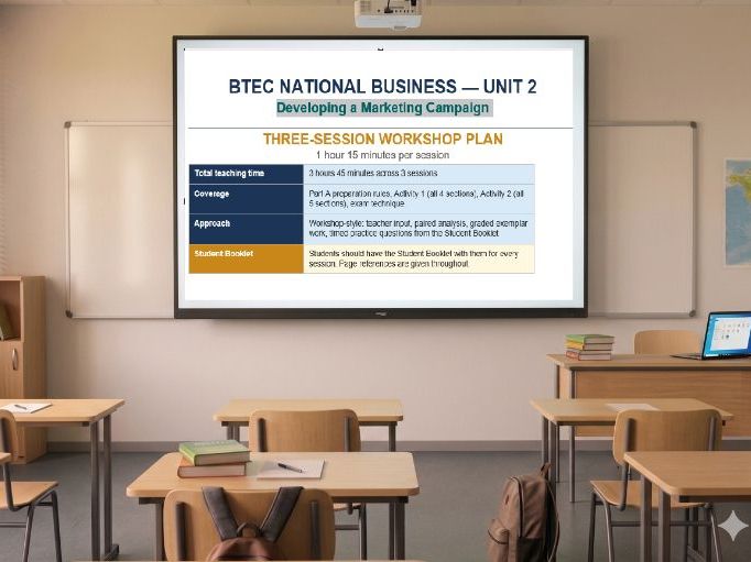 BTEC Unit 2 Marketing Three-Session Workshop Plan - For Resit