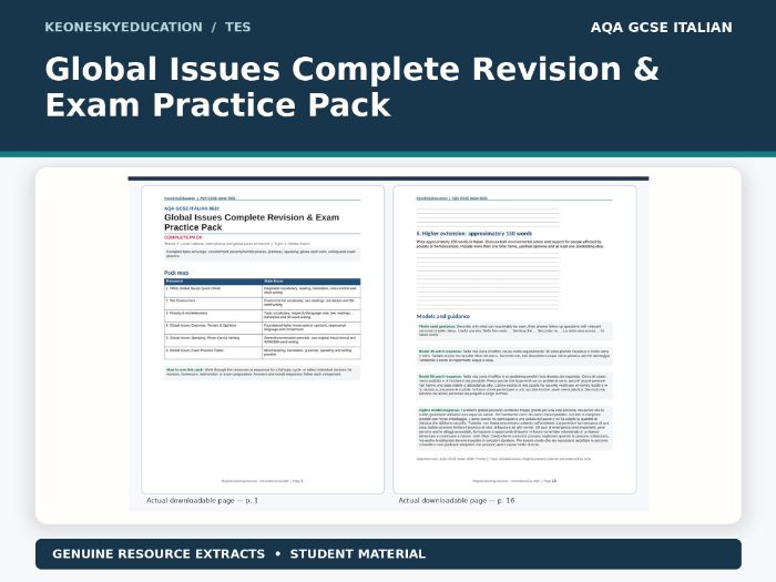 AQA GCSE Italian - Global Issues Complete Revision & Exam Practice Pack