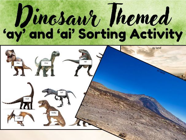 Dinosaur 'ay' or 'ai' Sorting Activity