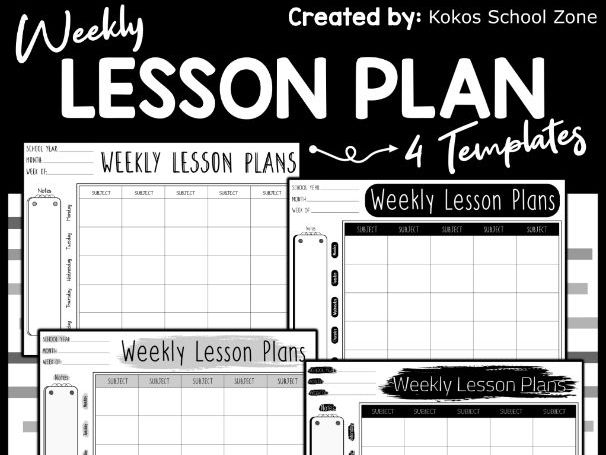 Blank Weekly Lesson Plan Templates - 4 Printable Teacher Planner ...