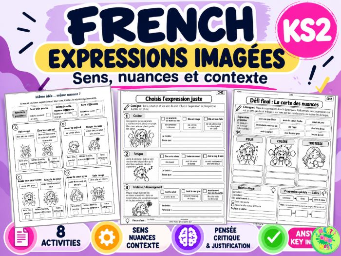 French Idiomatic Expressions Worksheets