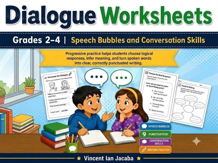 Dialogue Worksheets Grades 2–4 | Speech Bubbles & Punctuation