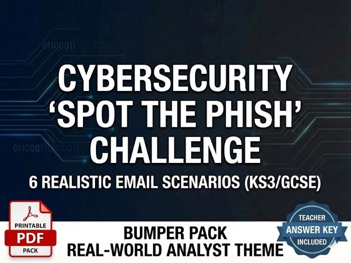Cybersecurity "Spot the Phish" Challenge: 6 Realistic Email Scenarios (KS3/GCSE)