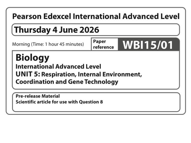 IAL Biology Scientific article June 2026 (Unit 5)
