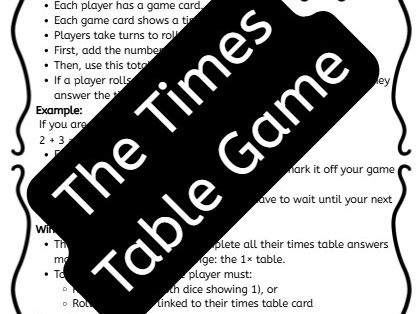The Times Table Game (dice game)