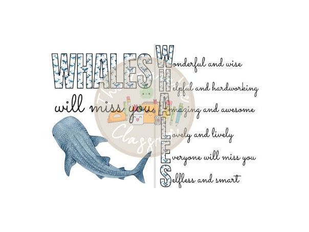 Whales theme leaving card A3