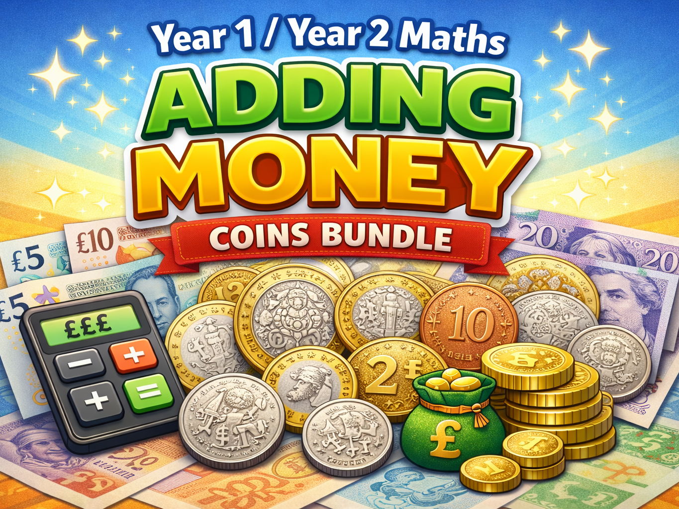 Year 1 / Year 2 Maths: adding money coins bundle