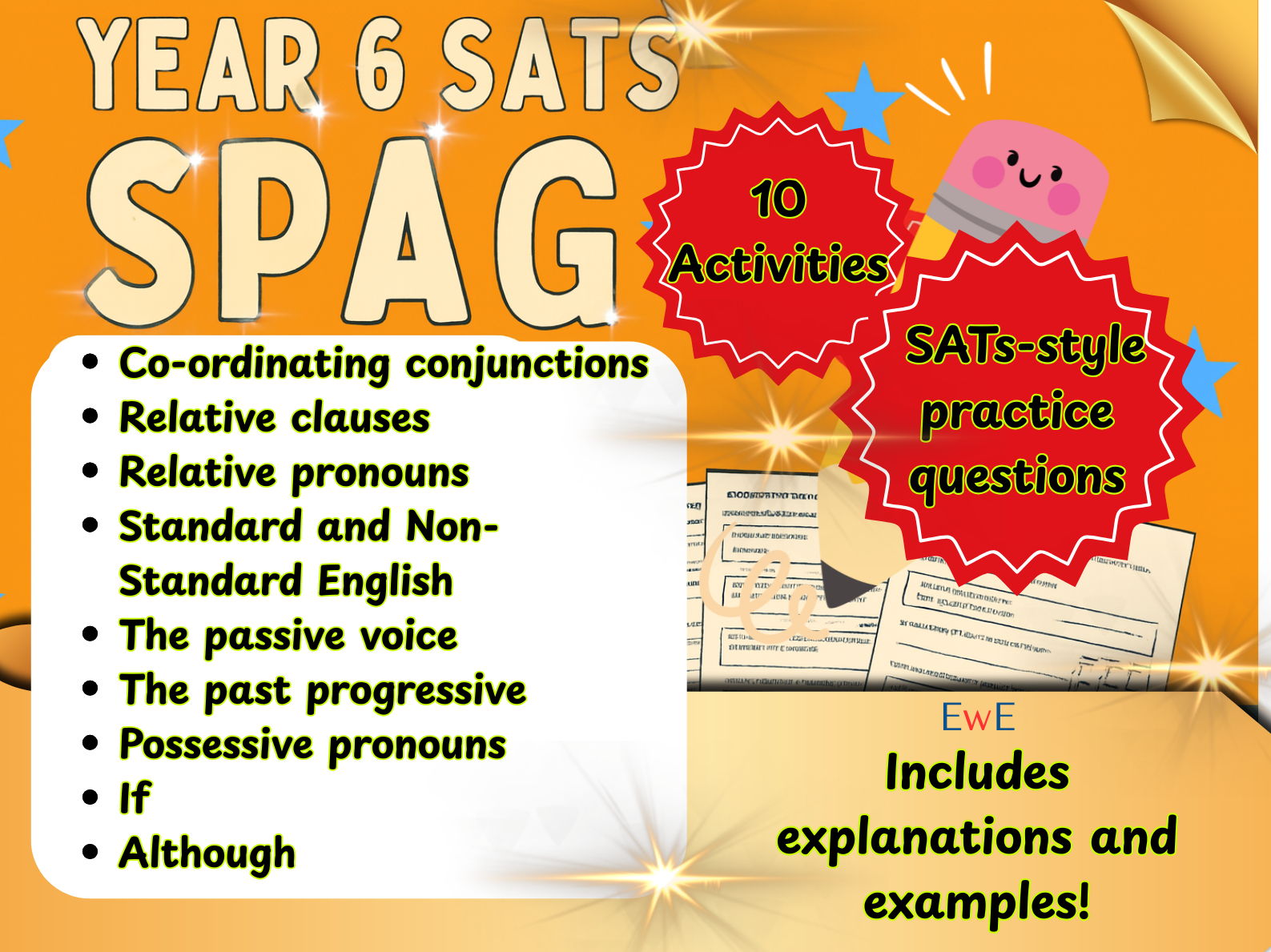 Year 6 SPAG Mega Pack | SATs Grammar Worksheets | 10-Page Bundle