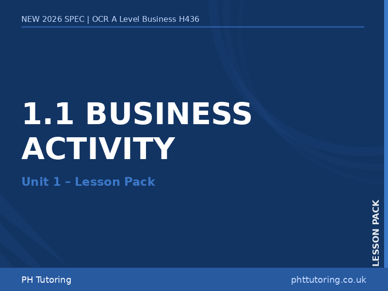 NEW 2026 OCR A Level Business H436 – 1.1 Business Activity – LESSON PACK