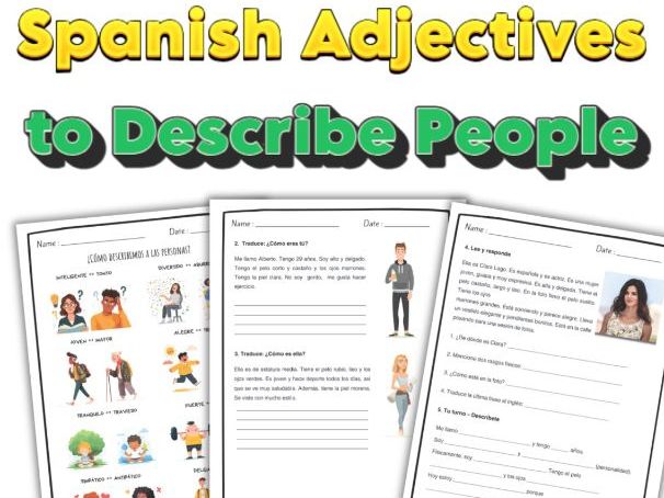 Spanish Adjectives to Describe People A1-A2 | Physical & Personality Activities