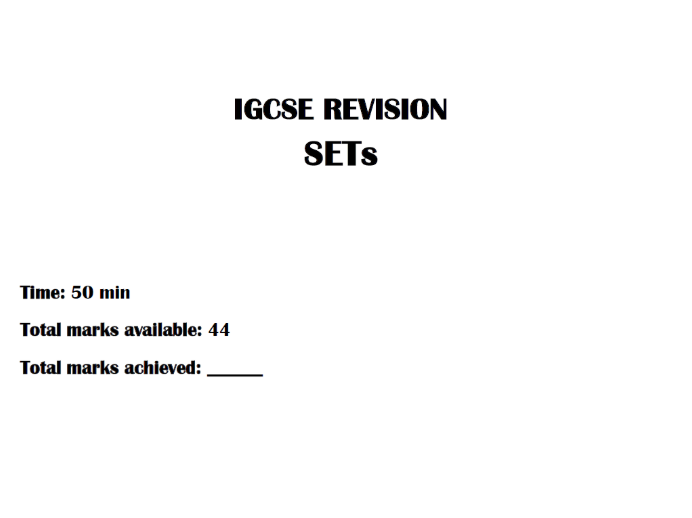 IGCSE Past Papers Questions -SETs  (1-9) 4MA1/2 & MS - GRADE 5/6