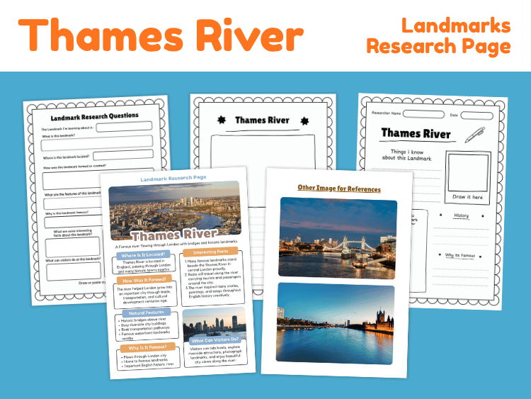 River Thames Landmark Research Project | Geography Worksheets