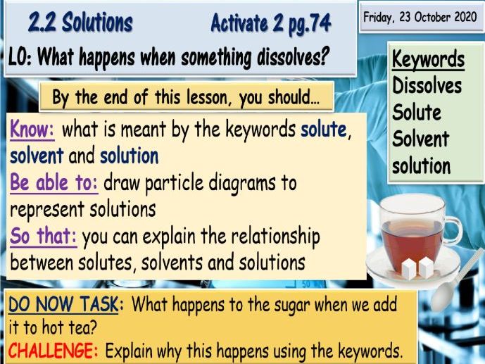 Solutions and Solubility Lessons KS3 Science