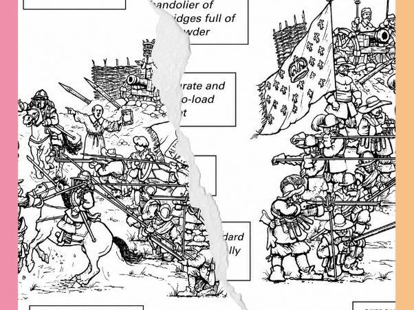 KS3/Common Entrance Making of the UK - English Civil Wars: Battle Scene Labelling Worksheet