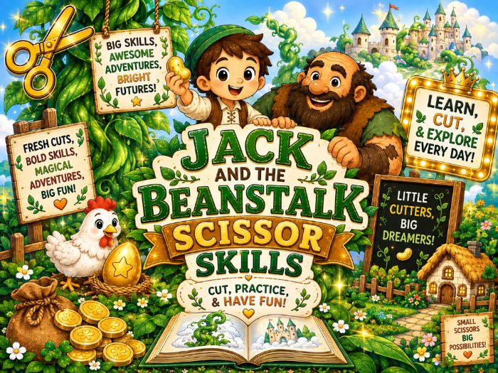 Jack and the Beanstalk Scissor Skills Worksheets | Cutting Practice & Fine Motor Activities