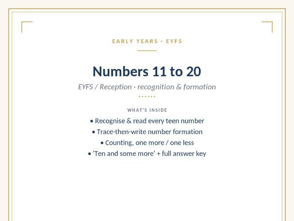 Numbers 11 to 20