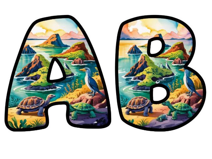 Galapagos Islands Alphabet Letters | Classroom Display, A-Z 0-9 and Signs