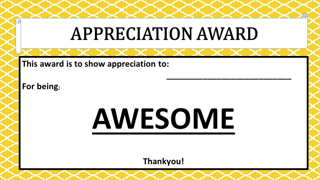 APPRECIATION AWARDS A TO Z