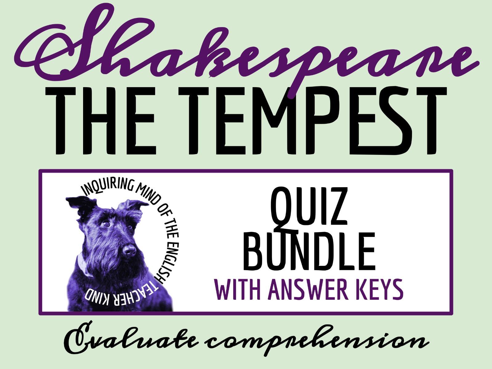 The Tempest Quizzes and Answer Keys | Shakespeare Assessments | Reading Worksheets
