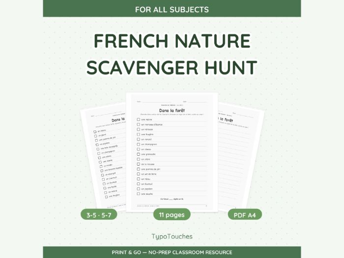 French Nature Scavenger Hunt | 11 pp