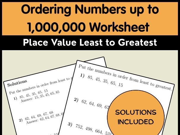 Ordering Numbers up to 1,000,000 Worksheet | Place Value Least to Greatest