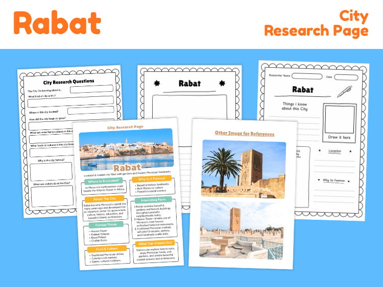 Rabat City Research Project | Morocco Geography Worksheets