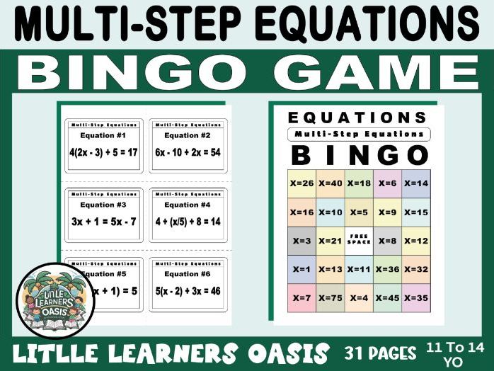 Multi-Step Equations Bingo Game