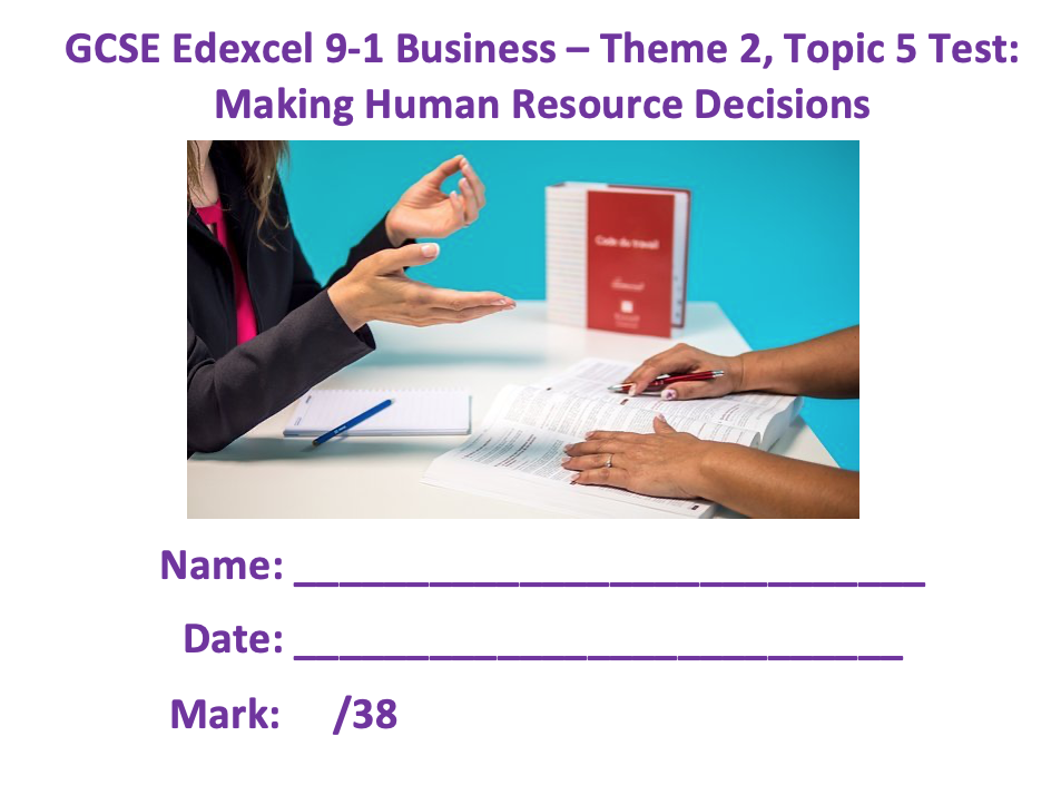 GCSE 91 Business Theme 2 Topic Tests (2.12.5) Teaching Resources