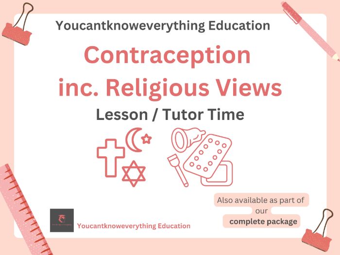 Contraception inc condoms & Religion RE / PSHE Lesson