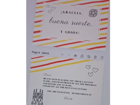 Goodbye & good luck card year 11 leavers - Spanish