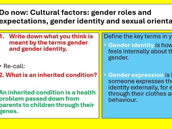 BTEC TECH AWARD Component 3 Health and Wellbeing Health & Social Care LESSON11