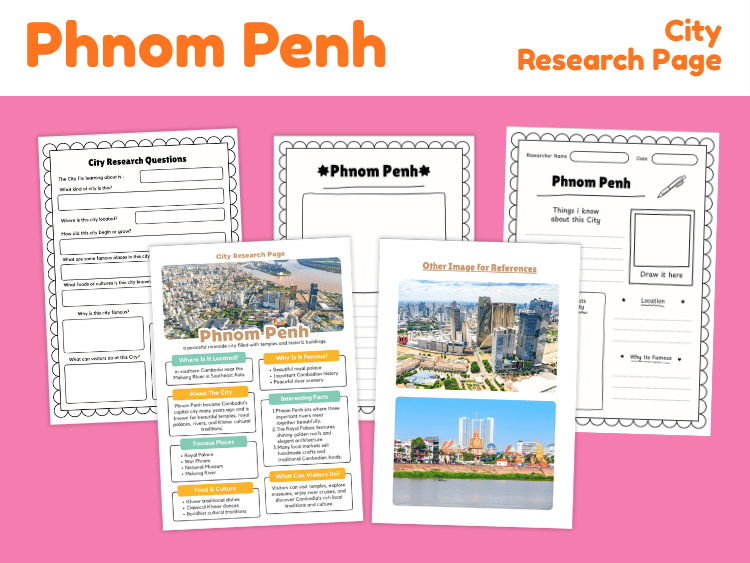 Phnom Penh City Research Project | Cambodia Geography Worksheets
