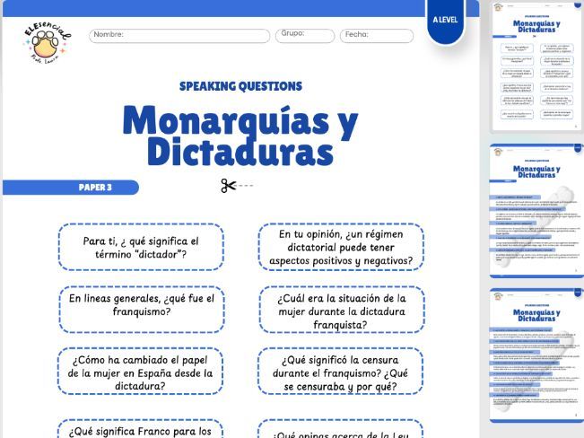 A Level Spanish Speaking Questions: Monarquías y Dictaduras