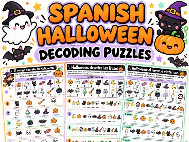 Spanish Halloween Decoding Puzzles