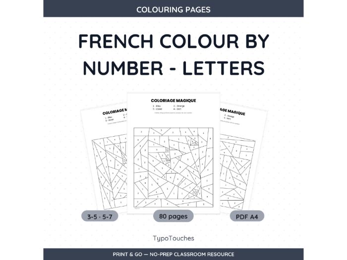 French Colour by Number - Letters | 80 pp