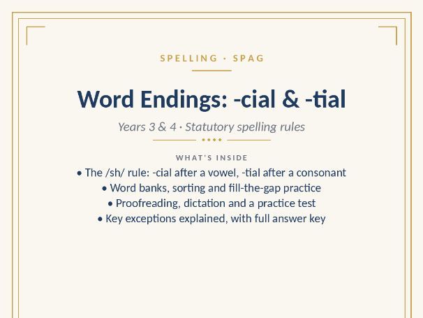 Word Endings: -cial & -tial