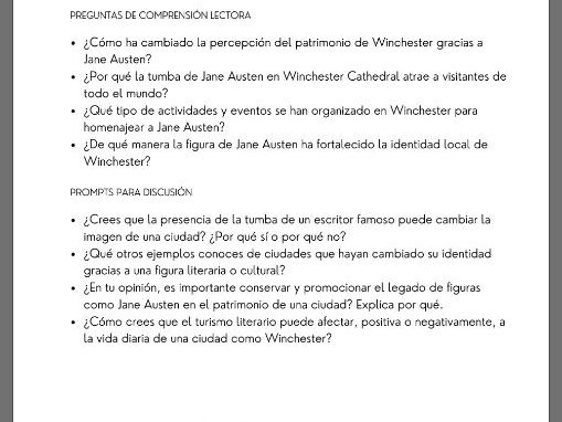 Winchester Cathedral & Jane Austen: Bilingual Activity Pack (English-Spanish)