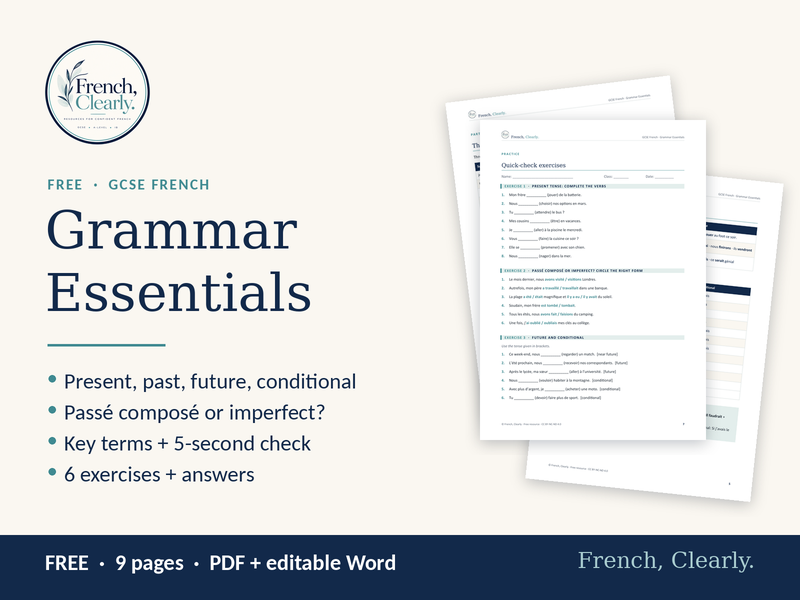 FREE GCSE French Grammar Essentials – Key Tenses Revision + Exercises