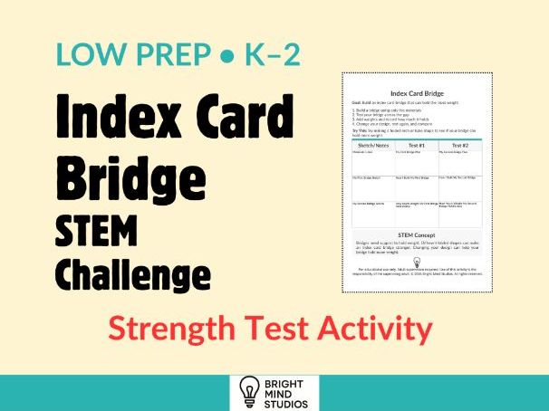 Primary Index Card Bridge Strength Test STEM Challenge