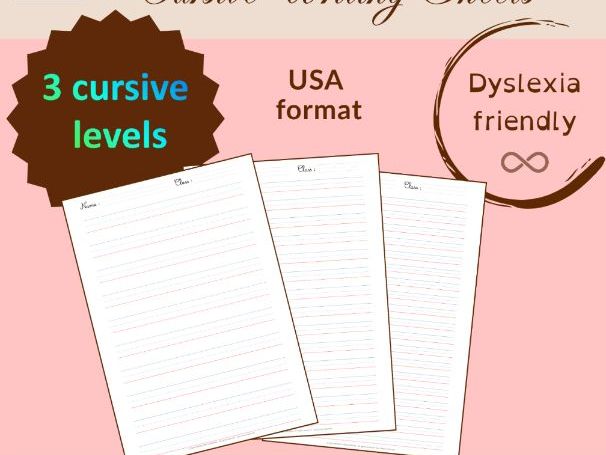 Cursive, Dyslexia-Friendly, 3 sizes