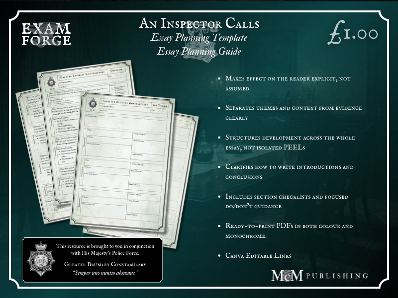 An Inspector Calls - Essay Planning Template & Guide