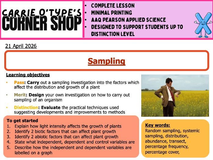 4B: Sampling - AAQ Pearson Applied Science