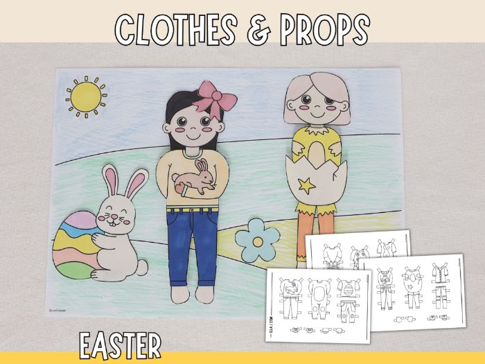 Easter Paper Doll Expansion Set – Clothes, Props & Play Background!