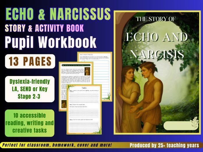 Echo and Narcissus | Myths and Legends | 12-Page Literacy Booklet | KS2 / 3