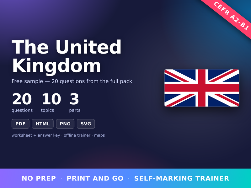 Free British Culture Quiz UK ESL EFL A2-B1