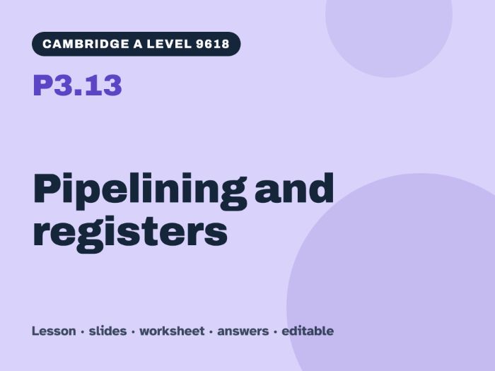 Cambridge A Level Computer Science 9618 – P3.13 Pipelining and registers – Lesson & Worksheet